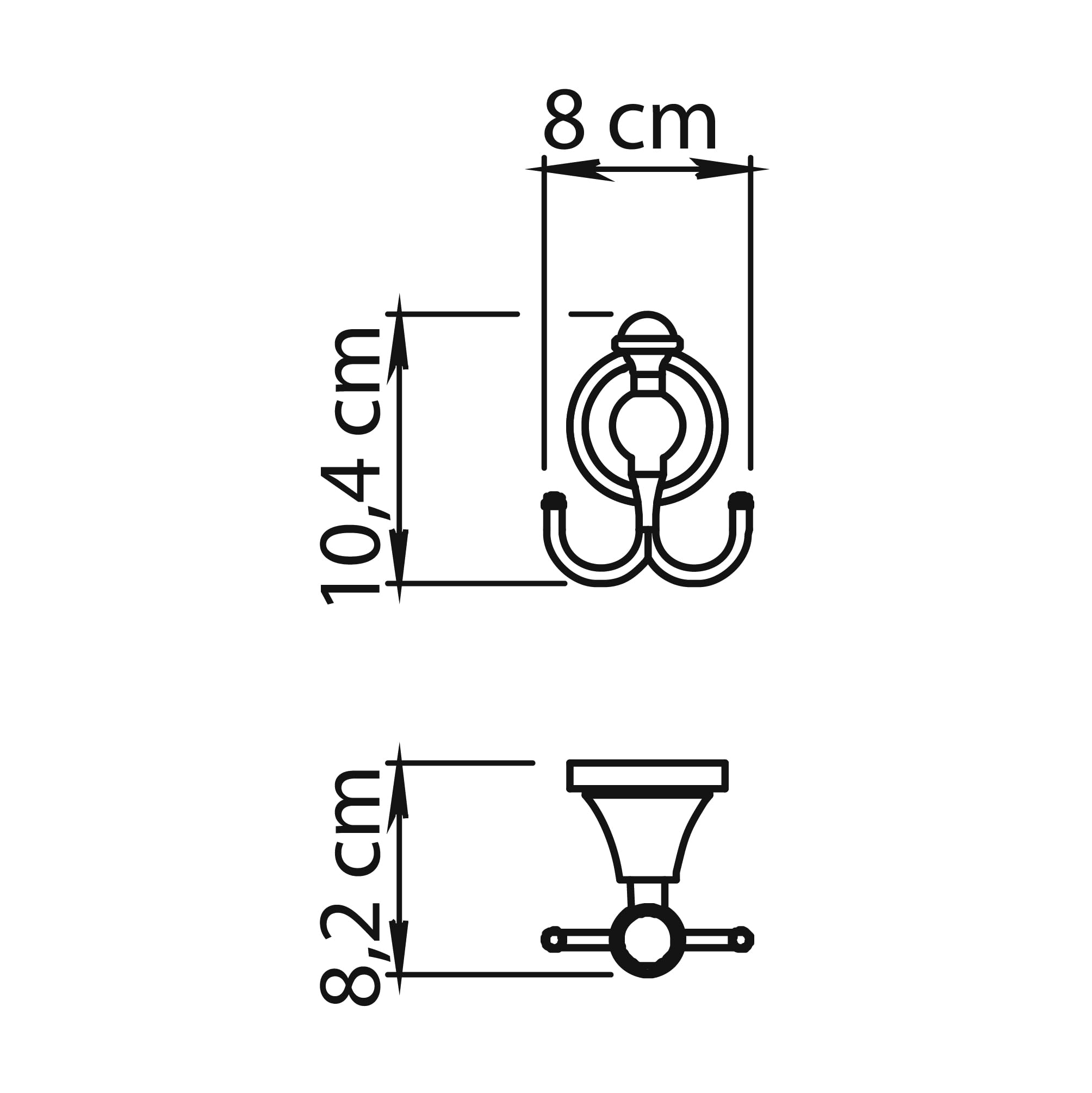 Gedy Nevis Percha Doble Baño Pared 8x8,2x10,4cm Acero Inox Cromall Acabado Cromo Estilo Retro Clásico, Tornillos Incluidos