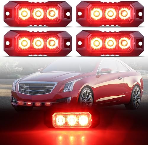 Miniatura 8 de Raryloy 3 luces LED estroboscópicas de montaje en superficie para camiones, automóvil, vehículo, mini parrilla, luz intermitente, cabeza de luz