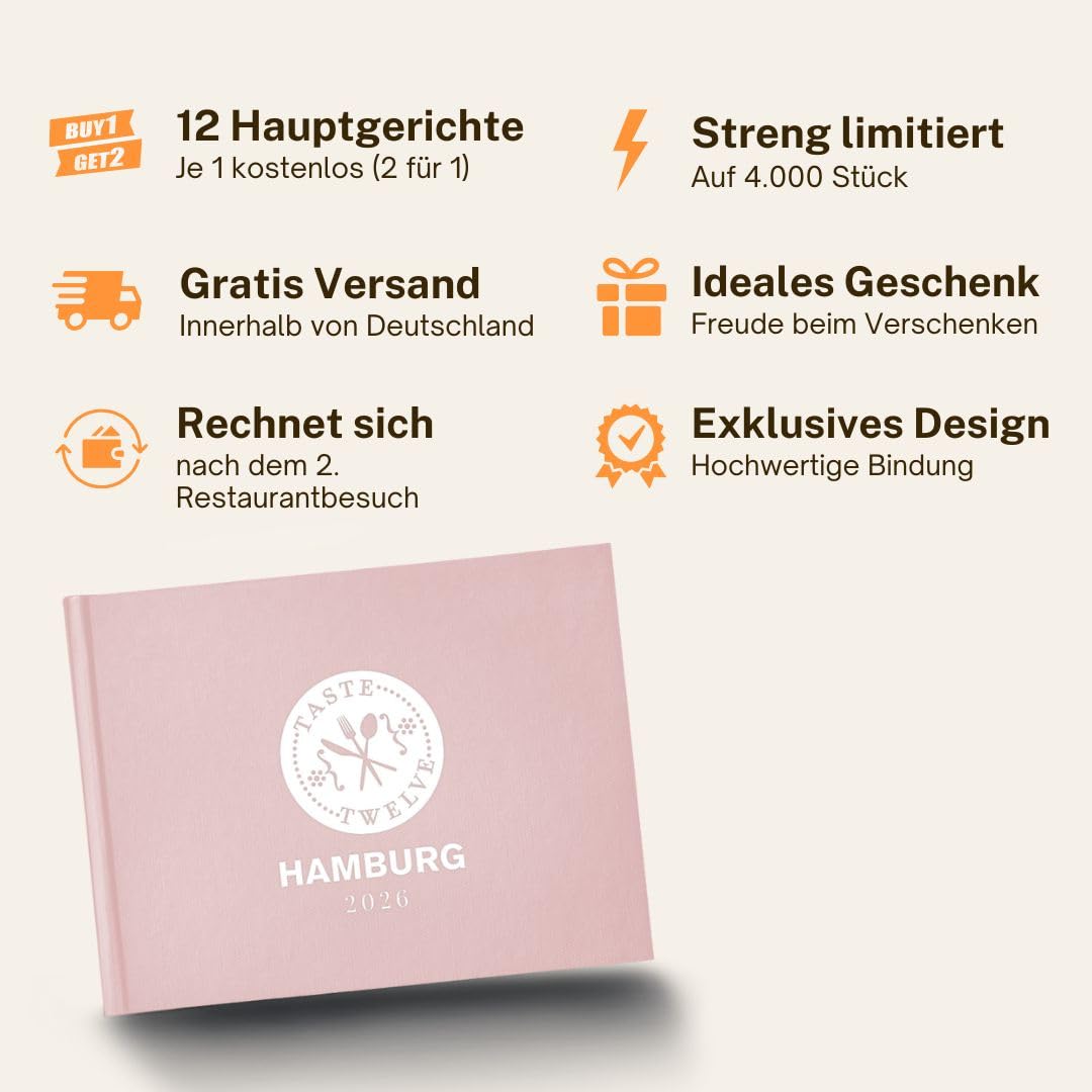 TASTE TWELVE Hamburg 2026 – Gutscheinbuch & Restaurantführer mit 12 Top-Restaurants – das perfekte Geschenk für Genießer