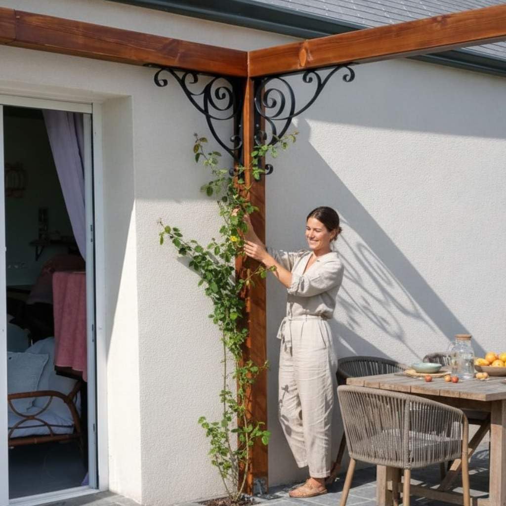 DanDiBo Staffa angolare metallo nero 50 x 50 cm Ferro battuto Connettore angolare Staffa Elemento decorativo Braccio da parete da giardino Resistente alle intemperie