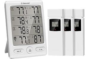 Geevon Wireless Temp Sensor with 3 Remote Sensors for Indoor and Outdoor Use