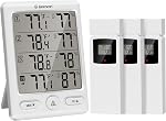Thermomètre sans fil Geevon intérieur extérieur avec 3 capteurs distants, thermomètre numérique hygromètre moniteur de température humidité avec indicateur de confort, alarme de température, portée de 60 m/200 pi pour la maison (Blanc)