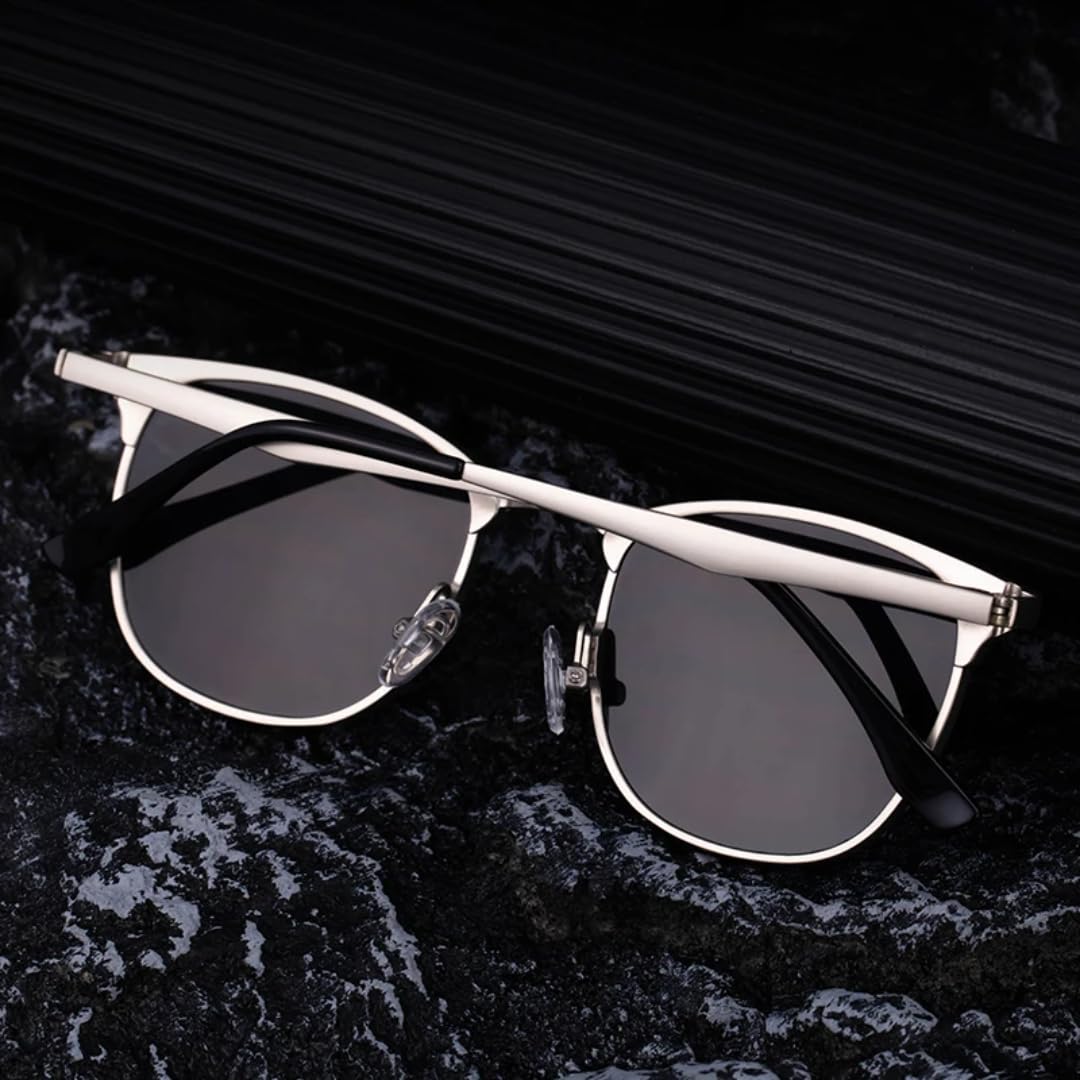 Gafas de sol de lujo para hombre con montura metálica, estilo retro punk, ideales para conducir, con protección UV400.
