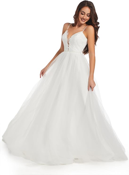 Wedding Dresses for Bride Unique Lace Beautiful Layers Tulle A Line Dreamy Beach Wedding Gowns