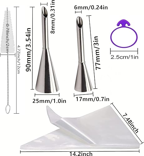 Miniatura 2 de Juego de 30 boquillas largas de glaseado de color crema, suministros de decoración de pasteles con anillos de silicona, cepillo de limpieza, kit de