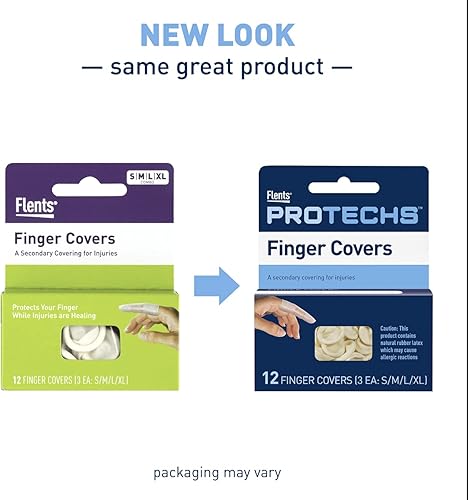 Miniatura 3 de Flents Fundas para dedos de primeros auxilios, 12 unidades, S, M, L, XL, protegen el dedo mientras se cura de lesiones (3 pares de cada uno de