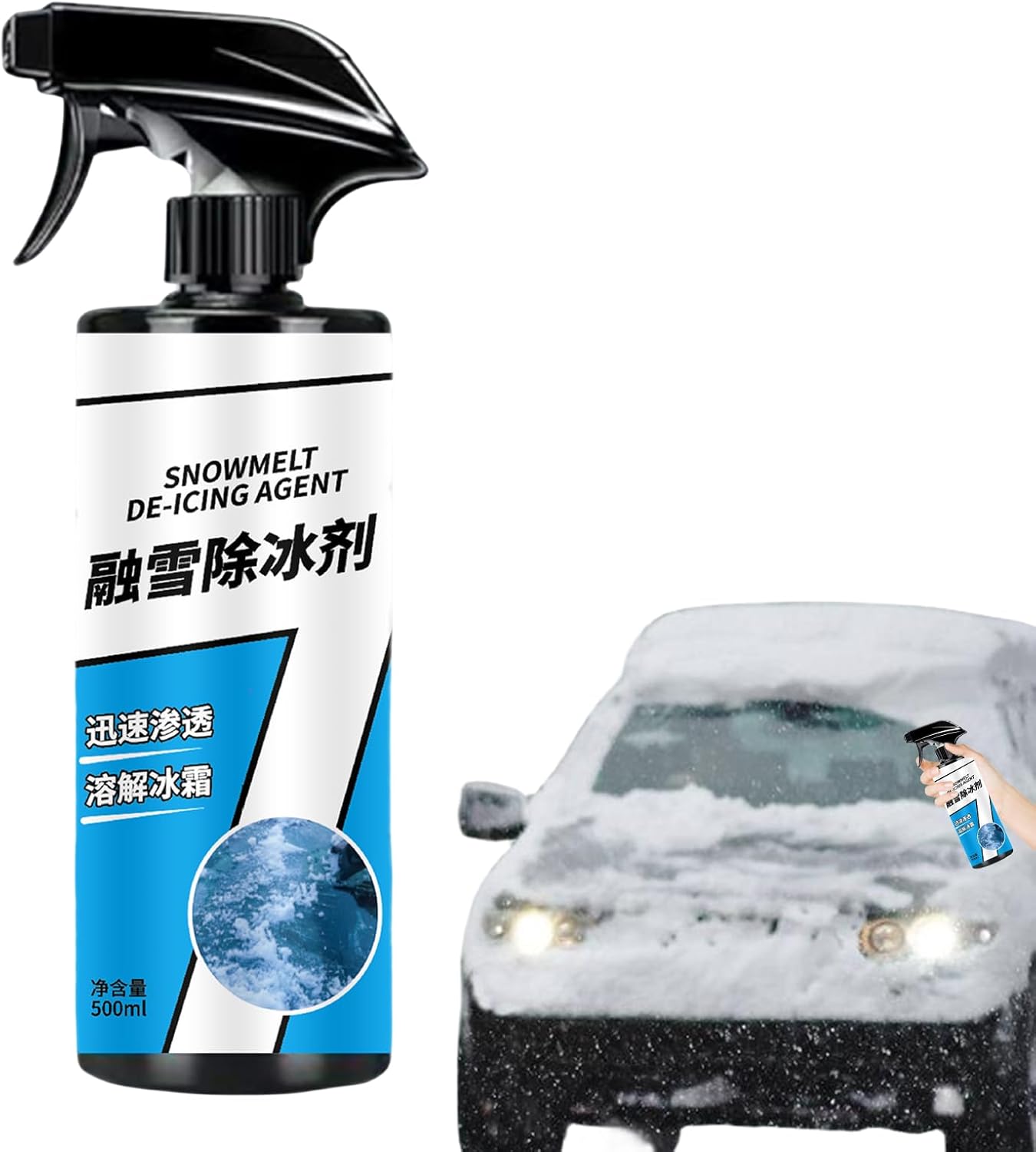 Deicer Spray for Car Windshield | 500ml Melting Deicer Agent | Glass Freeze Cleaner Spray - for Windshield Window Glass Mirror Trailer Vehicle Headlight RV Truck Sedan