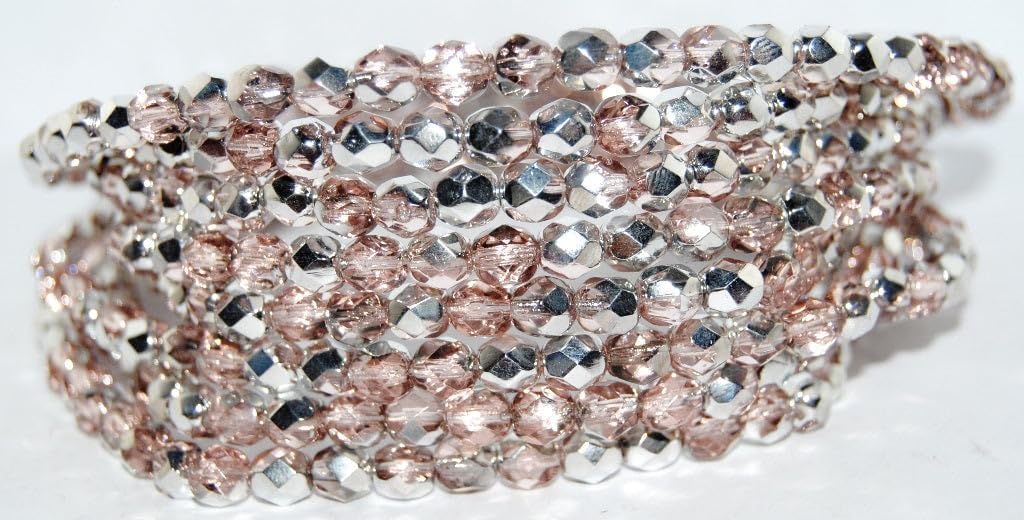 Outlet 10 Grams Faceted Round Fire Polished Beads, 4 x 4 mm, Pink Mixed Colors (Pink-Mix), Glass, Czech Republic
