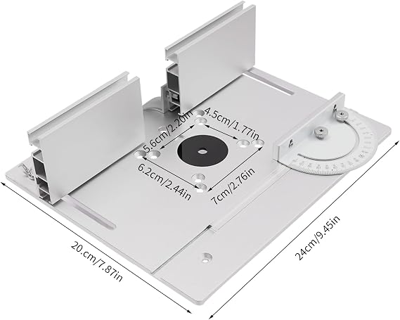 Router Table Insert Plate, Aluminum Alloy Holz Fräsen Flip Board with Miter Gauge, Wood Milling Flip Board Trimming Machine Engraving Auxiliary Tool, Trimmen Werkzeuge (Silver)