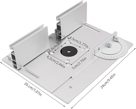 Router Table Insert Plate, Aluminum Alloy Holz Fräsen Flip Board with Miter Gauge, Wood Milling Flip Board Trimming Machine Engraving Auxiliary Tool, Trimmen Werkzeuge (Silver)