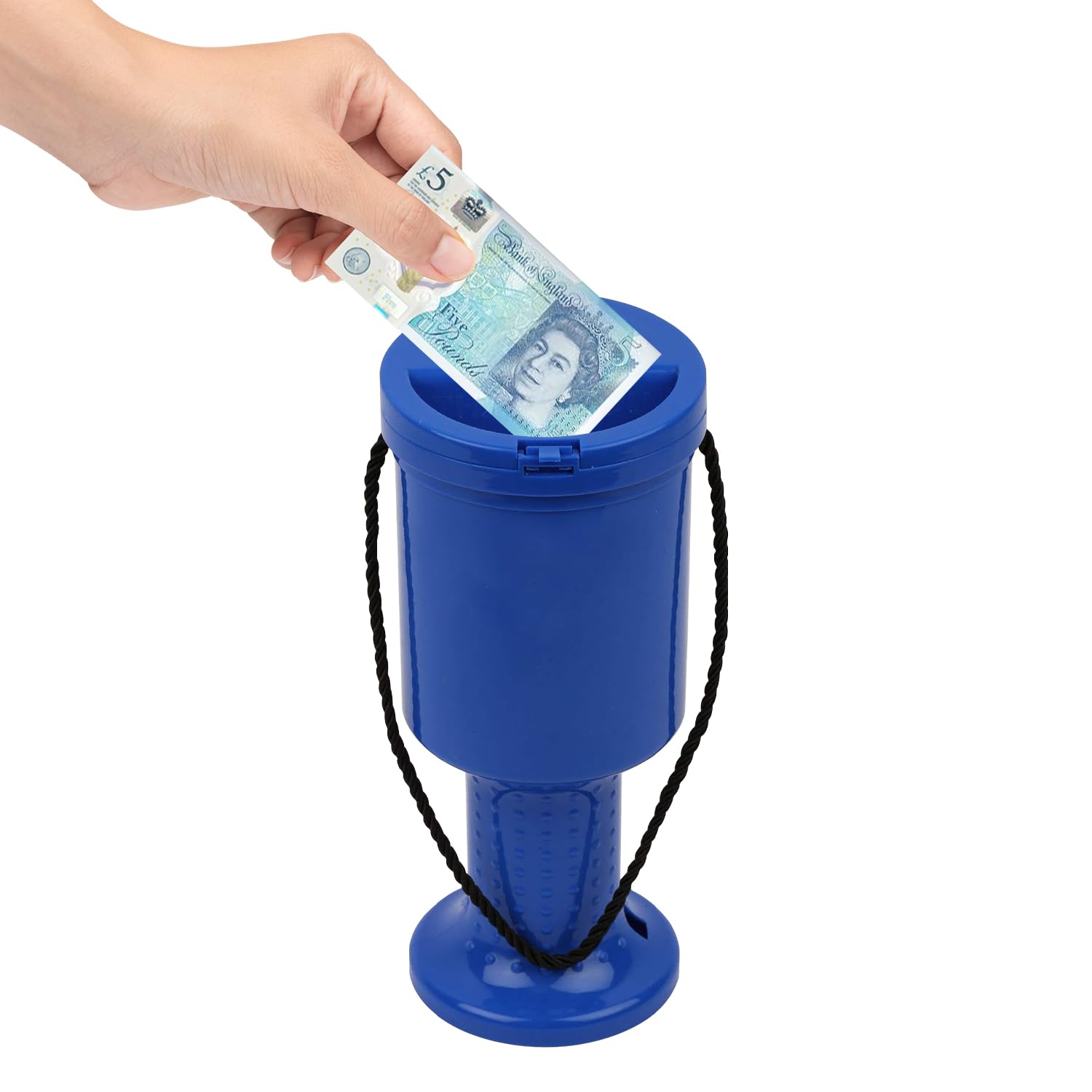 Charity Donation Box Hand Held Plastic Collection Box for Fundrasing and events. Portable box Blue