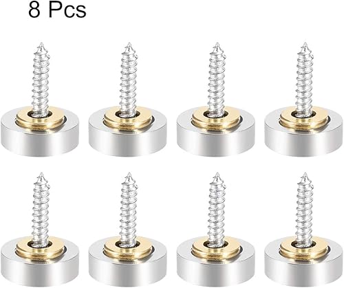 Miniatura 11 de uxcell Tornillos de espejo tapas decorativas cubierta clavos acero inoxidable pulido 0.984 in 8pcs