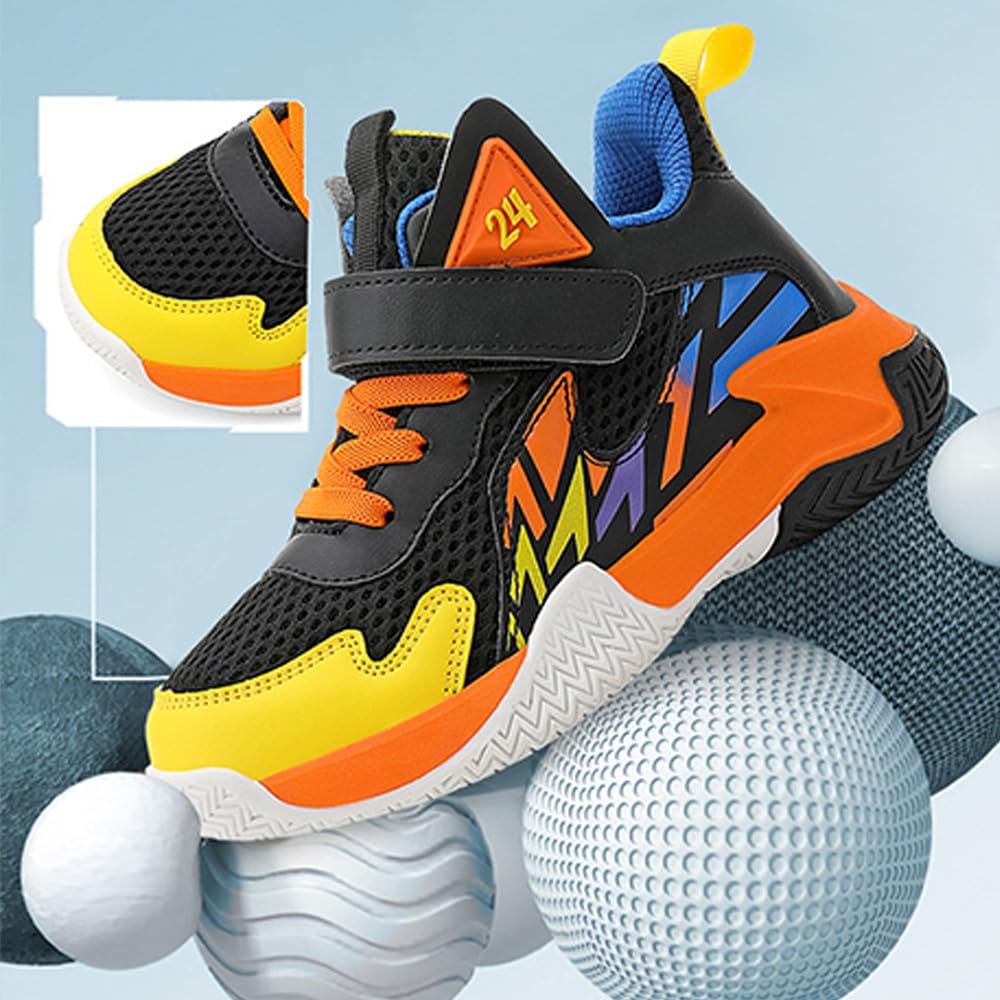 Mateju Caña Alta Zapatillas Baloncesto para Niños, Antideslizante Zapatillas Baloncesto Niño, Unisex Multicolor Zapatillas de Baloncesto, Respirable Luz Deportivos Niño