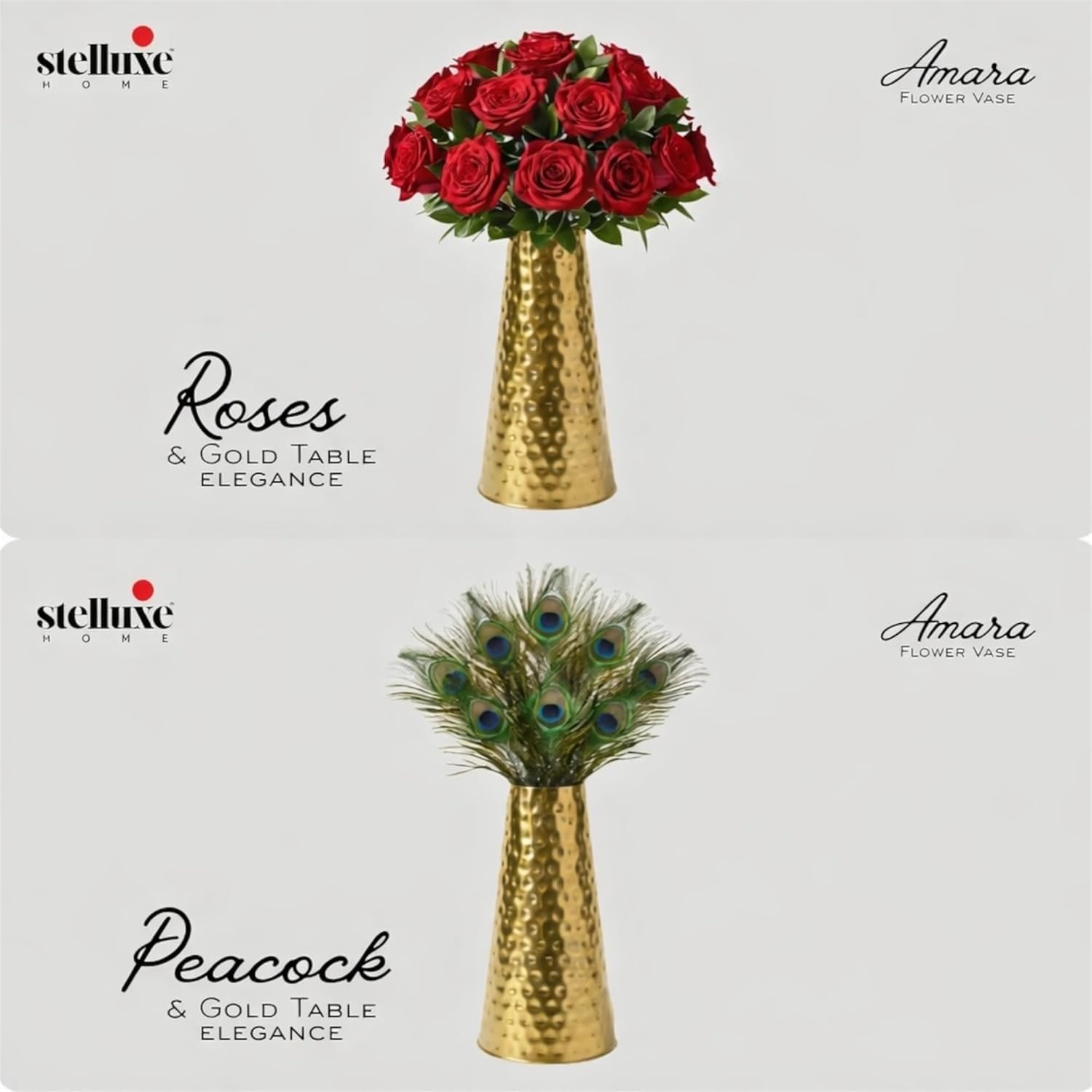 Gold Hammered Metal Flower Vase - 8.5 Inch -2 Gold Hammered Metal Flower Vase - 8.5 Inch -2