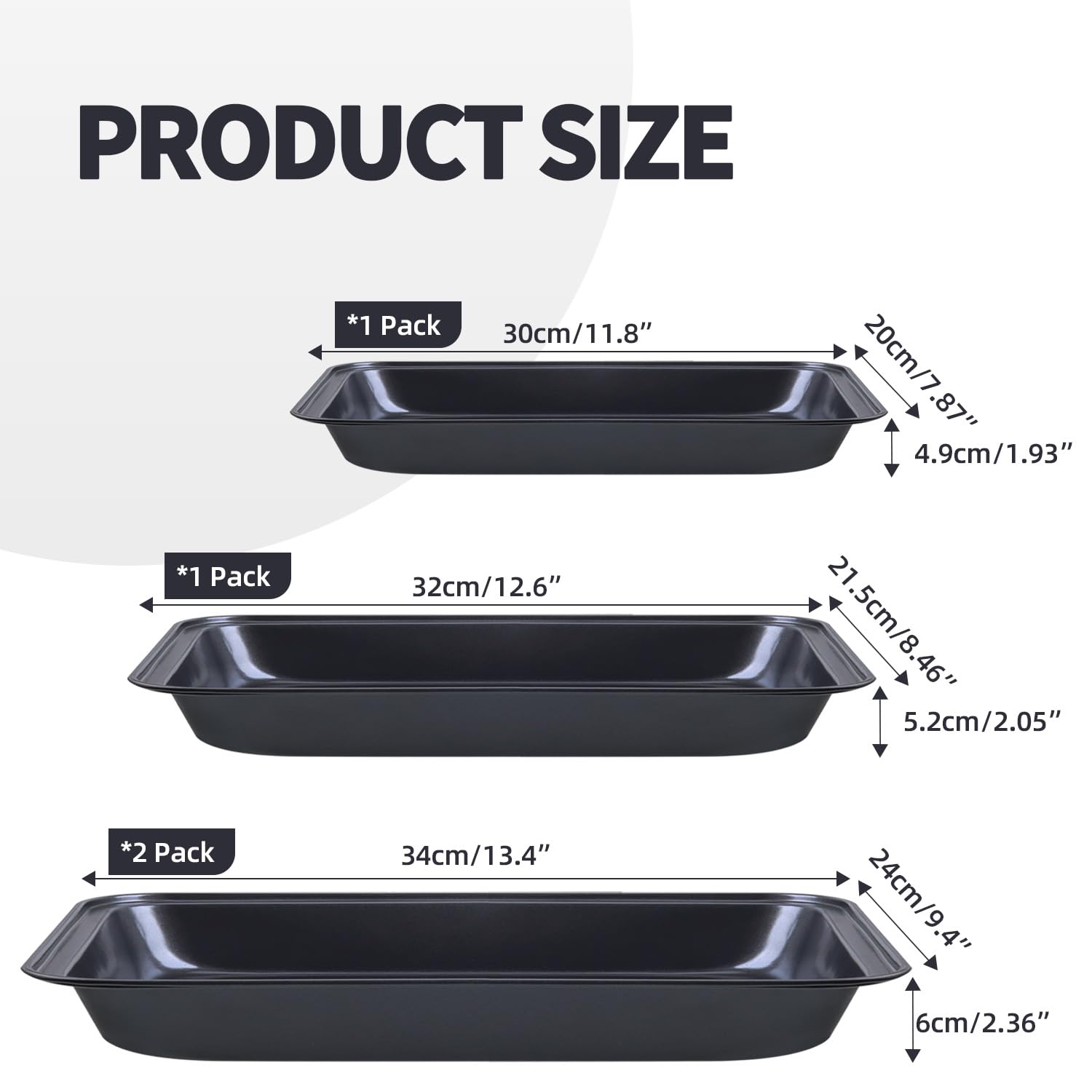 4 Antihaft Backbleche Set - Karbonstahl Backformen Ofenblech Für Gebäck & Pizza