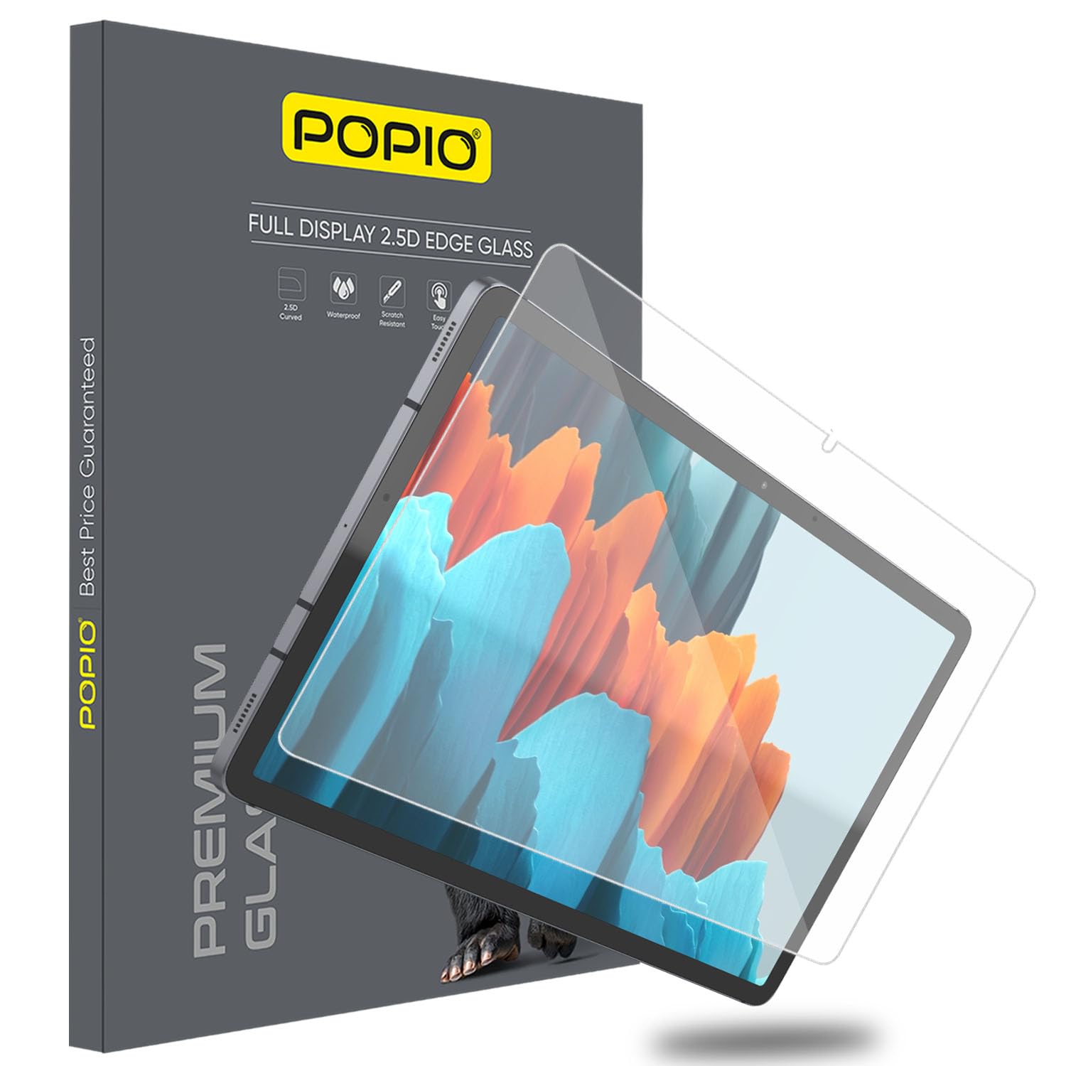 POPIO Militray Grade Tempered Glass Screen Protector for Samsung Galaxy Tab S7, Tab S8, Tab S9 / Xiaomi Redmi Pad SE/Lenovo Tab M11 | 9H Hardness, HD Clear, Scratch Resistant, Bubble-Free Installation (1 Pack)