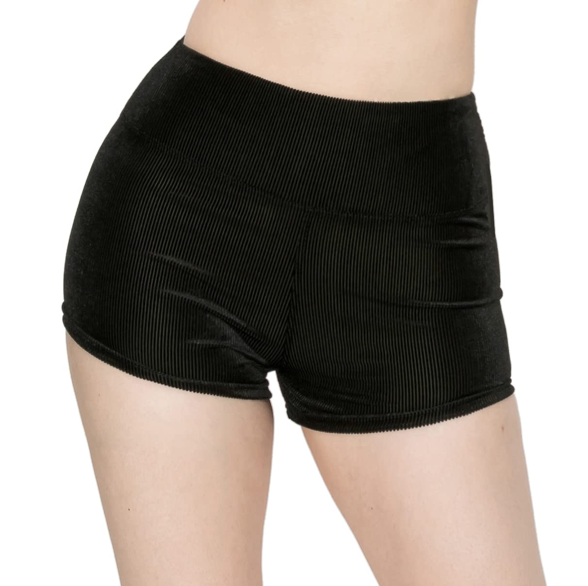 ALWAYS Women's Ribbed Tie Dye Shorts - Rib Knit High Waisted Casual Short Pants Black L