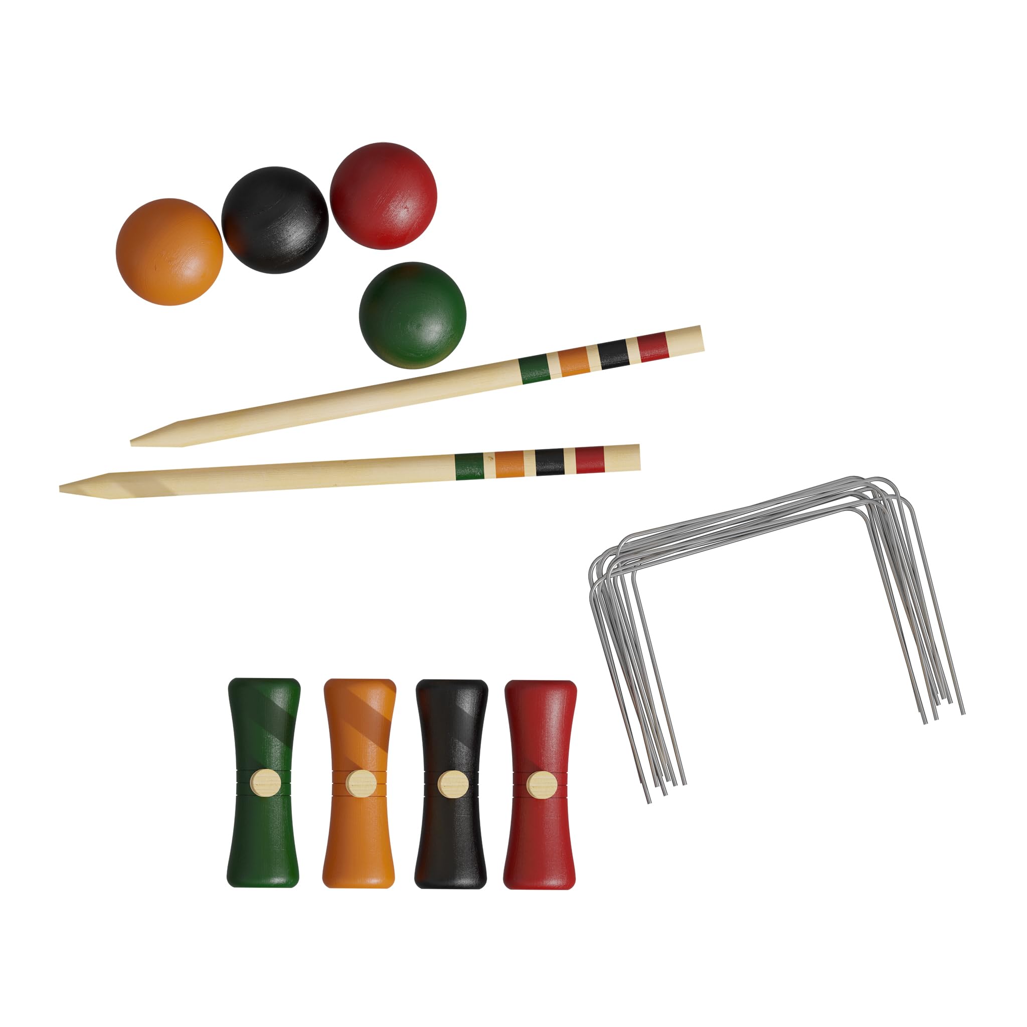 Carromco 4er Krocket Set Erwachsene, Holz Krocket Kinder Outdoor Spiel Basic-XM, 4 Spieler, Croquet Spiel aus Holz