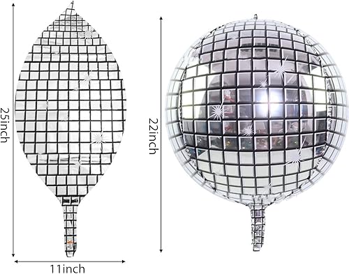 Miniatura 2 de Ismeally 10 globos grandes de bola de discoteca de 22 pulgadas, globos de aluminio láser de espejo metálico, globos redondos 4D autosellantes de