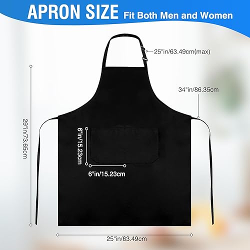 Miniatura 2 de Paquete de 3820 delantales negros para cocinar, delantales de chef para mujeres y hombres con bolsillos, delantales ajustables a granel para barbacoa