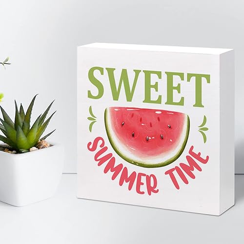 Miniatura 6 de Letrero de madera con texto en inglés "Sweet Summer Time", letrero de madera de verano para el hogar, dormitorio, oficina, granja, estantería