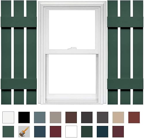 Miniatura 26 de Mid America - Persiana estándar de vinilo tipo revestimiento exterior de madera de 4 tablones de 14 pulgadas (1 par)