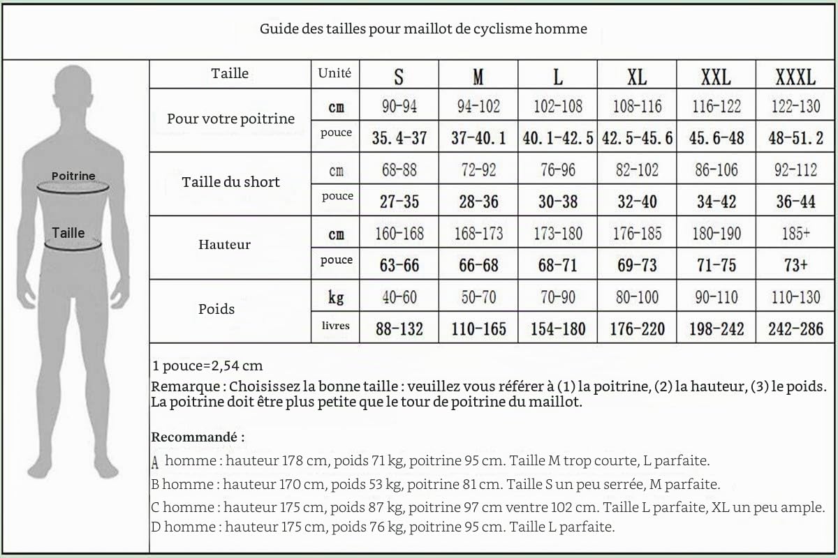 Maillot de Cyclisme en Jersey pour Homme - T-Shirt à Manches Courtes - Respirant - Équipe de Sport