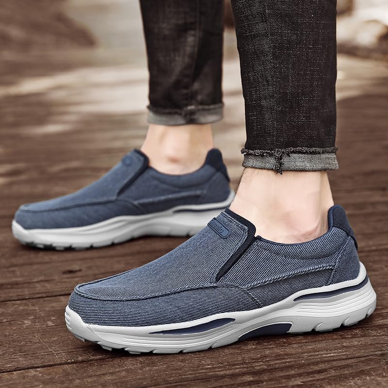 Men's Casual Canvas Loafers - Solid Color Slip-On Sneakers with Breathable Mesh Lining, EVA Sole, for Sports and Daily Wear4