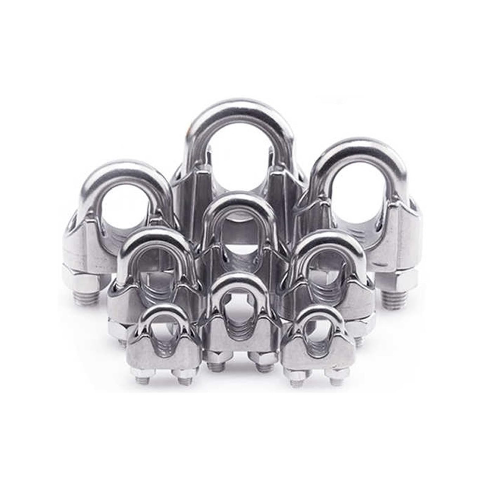 10 abrazaderas de cuerda alambre tipo U acero inoxidable 304 | Abrazaderas for cables M2-M32 Superficie texturizada antideslizante Fácil instalación manual Durable Reutilizable(M16 10Pcs)