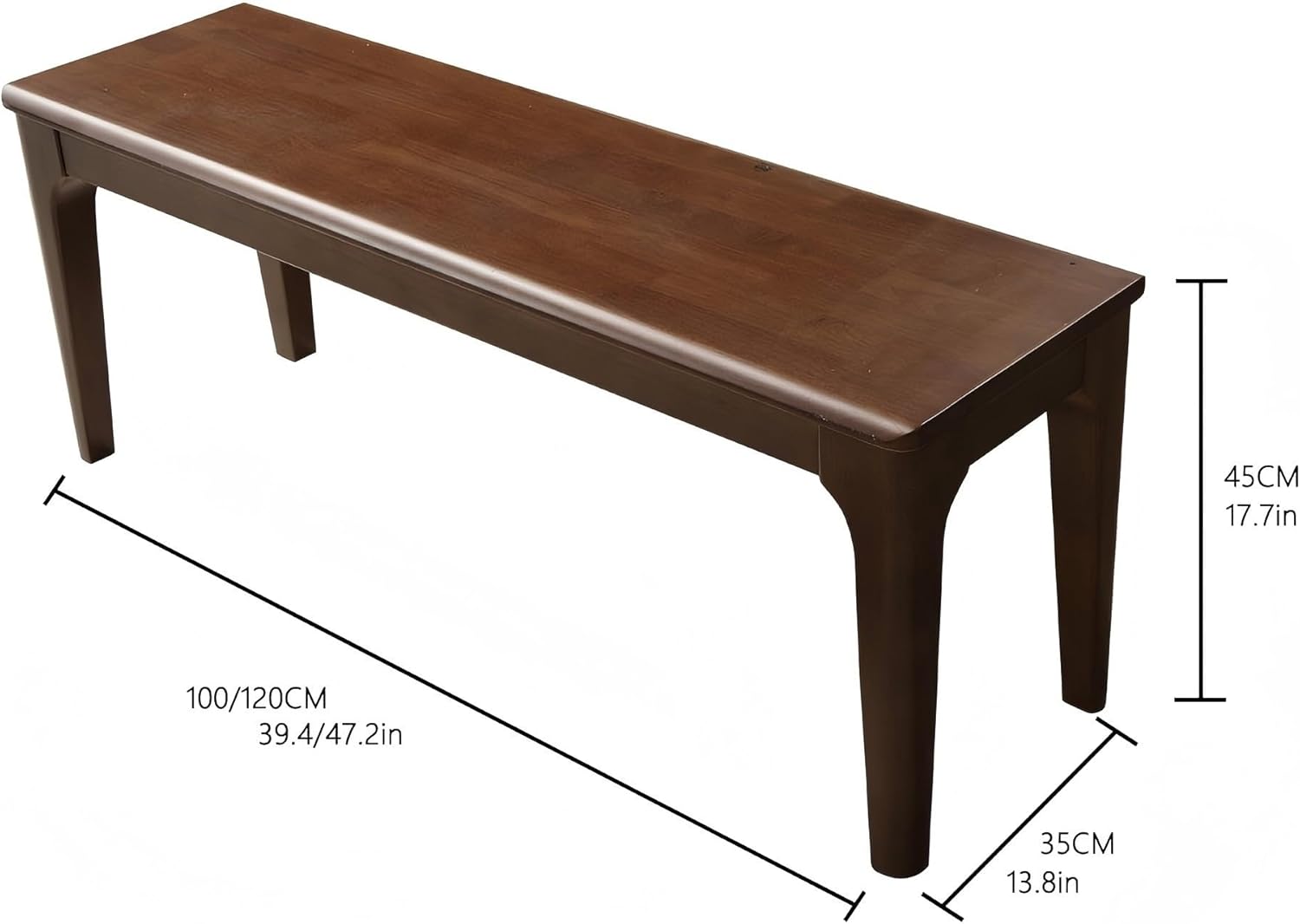 Solid Wood Dining Bench Farmhouse Dining Bench Narrow Entryway Bench for Dining Room, Living Room, Kitchen, Hallway, Window(Brown,47in)