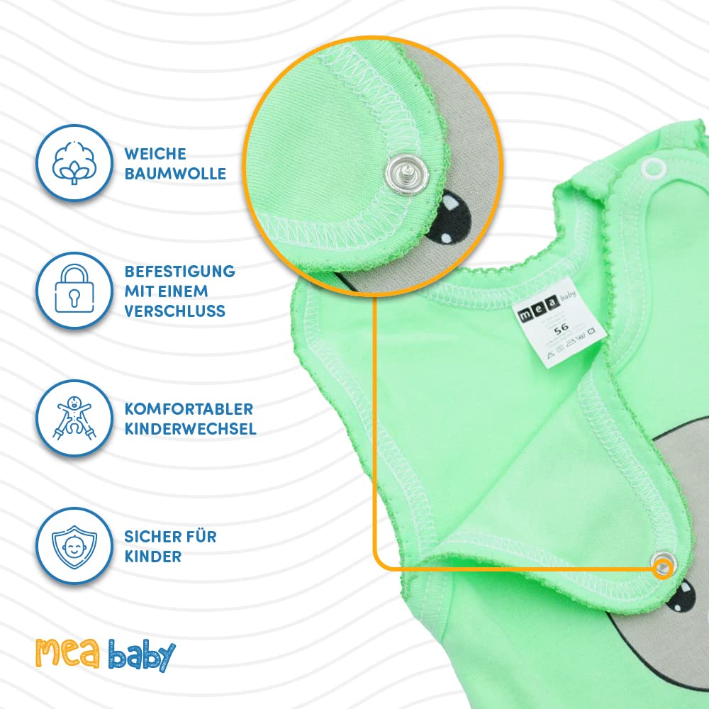 MEA BABY Pelele de bebé unisex con estampado 100% algodón en paquete de 5 unidades para bebé para niñas