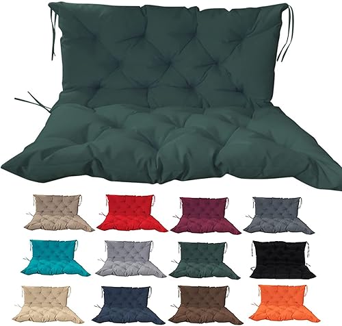 Cojín de asiento de columpio de repuesto de 2 a 3 asientos, cojín de banco para exteriores con respaldo y correas, cojín antideslizante para asiento