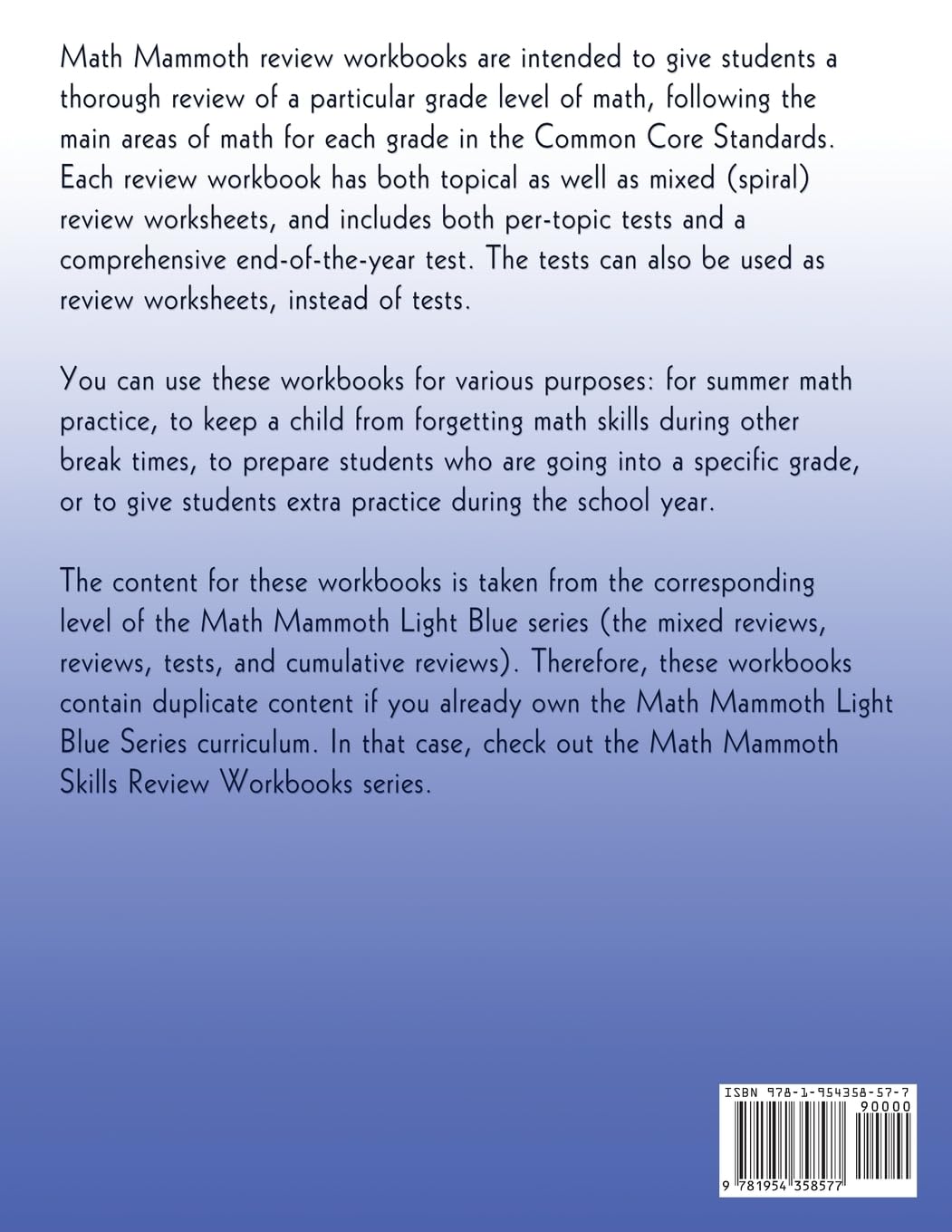 Math Mammoth Grade 8 Review Workbook