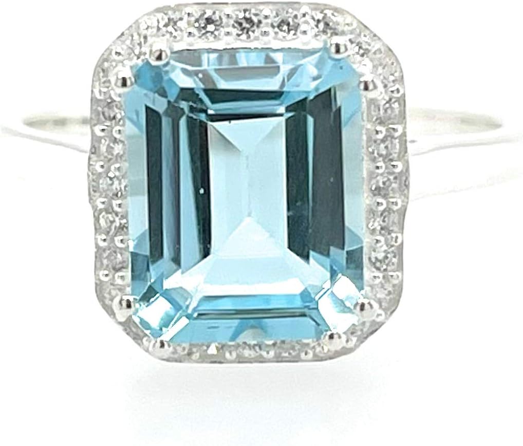 Natural 2.5ct Blue Topaz 925 Solid Sterling Silver Engagement Ring Size 7, 8, 9
