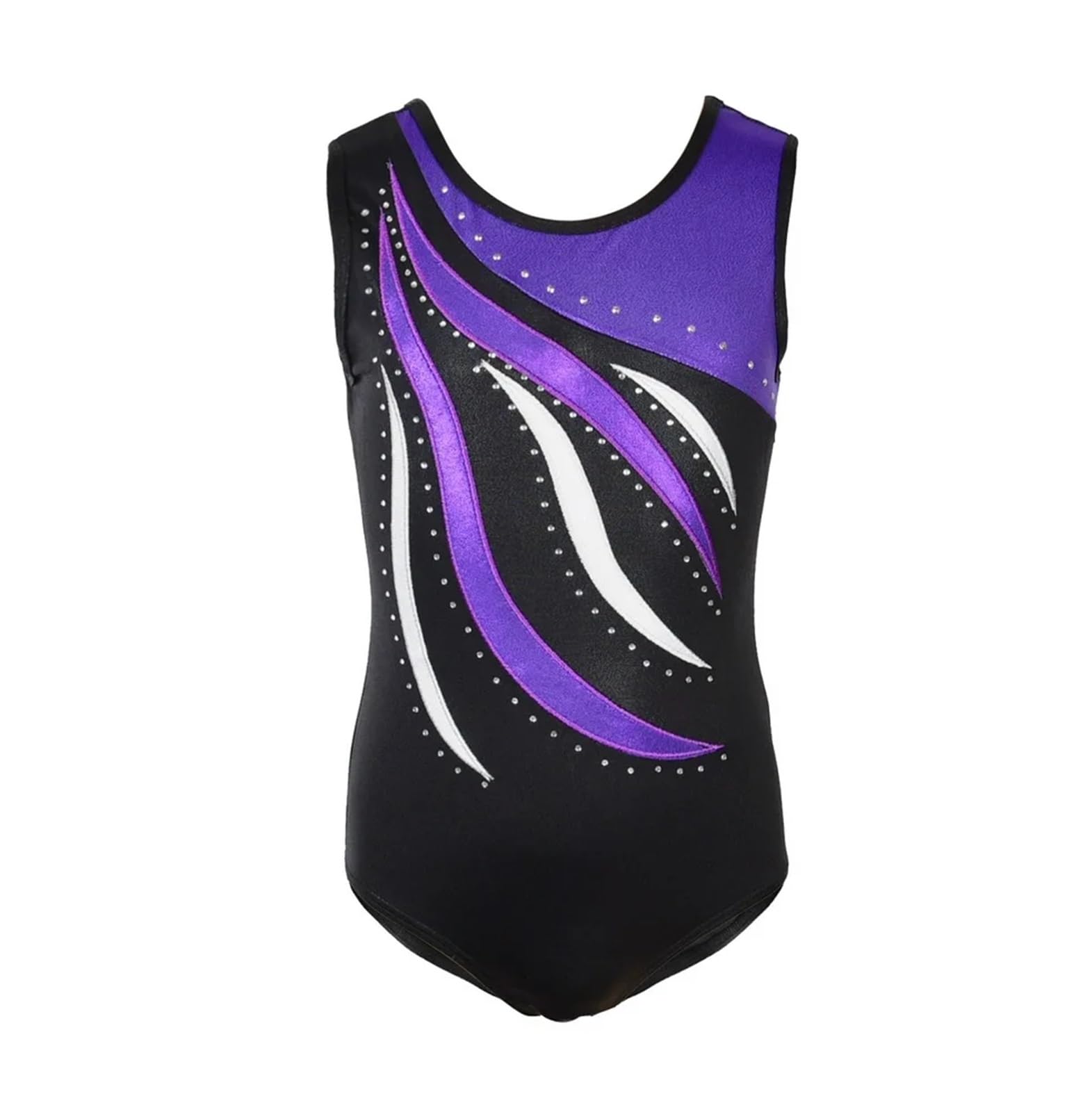 Body Ginnastica Bambina Tuta Viola for Danza Classica, Danza, Ginnastica, for Ragazza, Senza Maniche, for Pattinaggio su Ghiaccio, con Strass Lucidi(Purple,4-5Y)