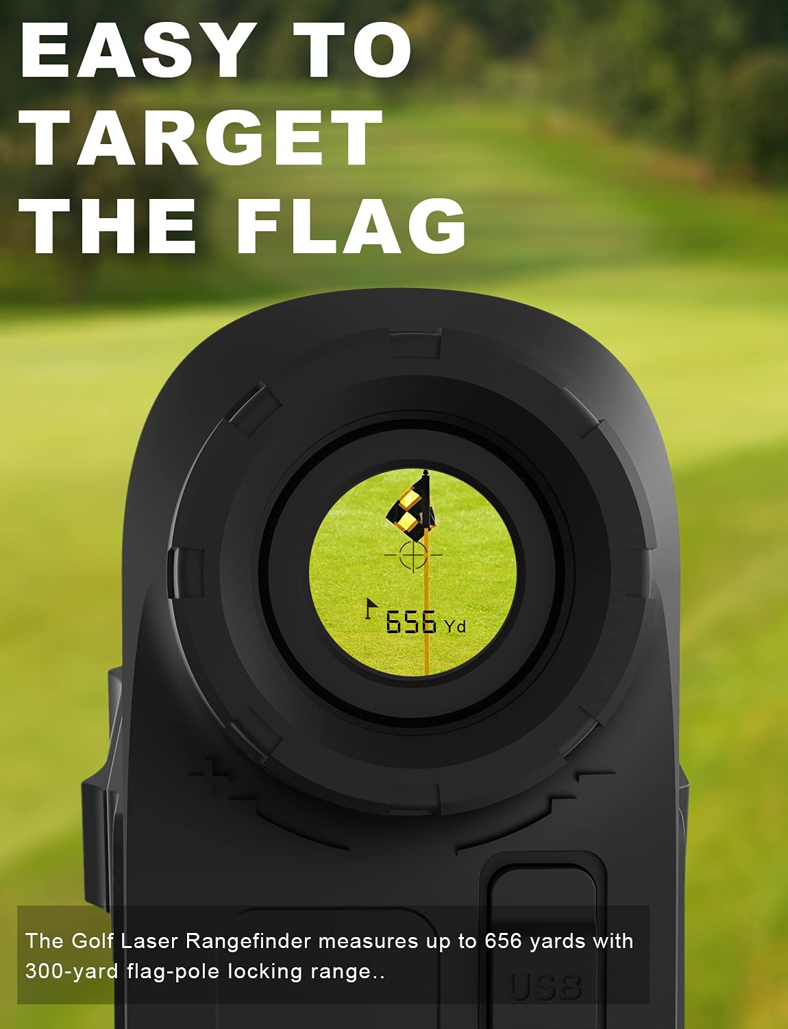 Telemetro Golf Ricaricabile,PF280Pro Telemetro 656 yarde con Bloccaggio Preciso Dell'asta Della Bandiera,Ingrandimento 6X,Scansione del Golf,Misurazione Della Distanza/Velocità