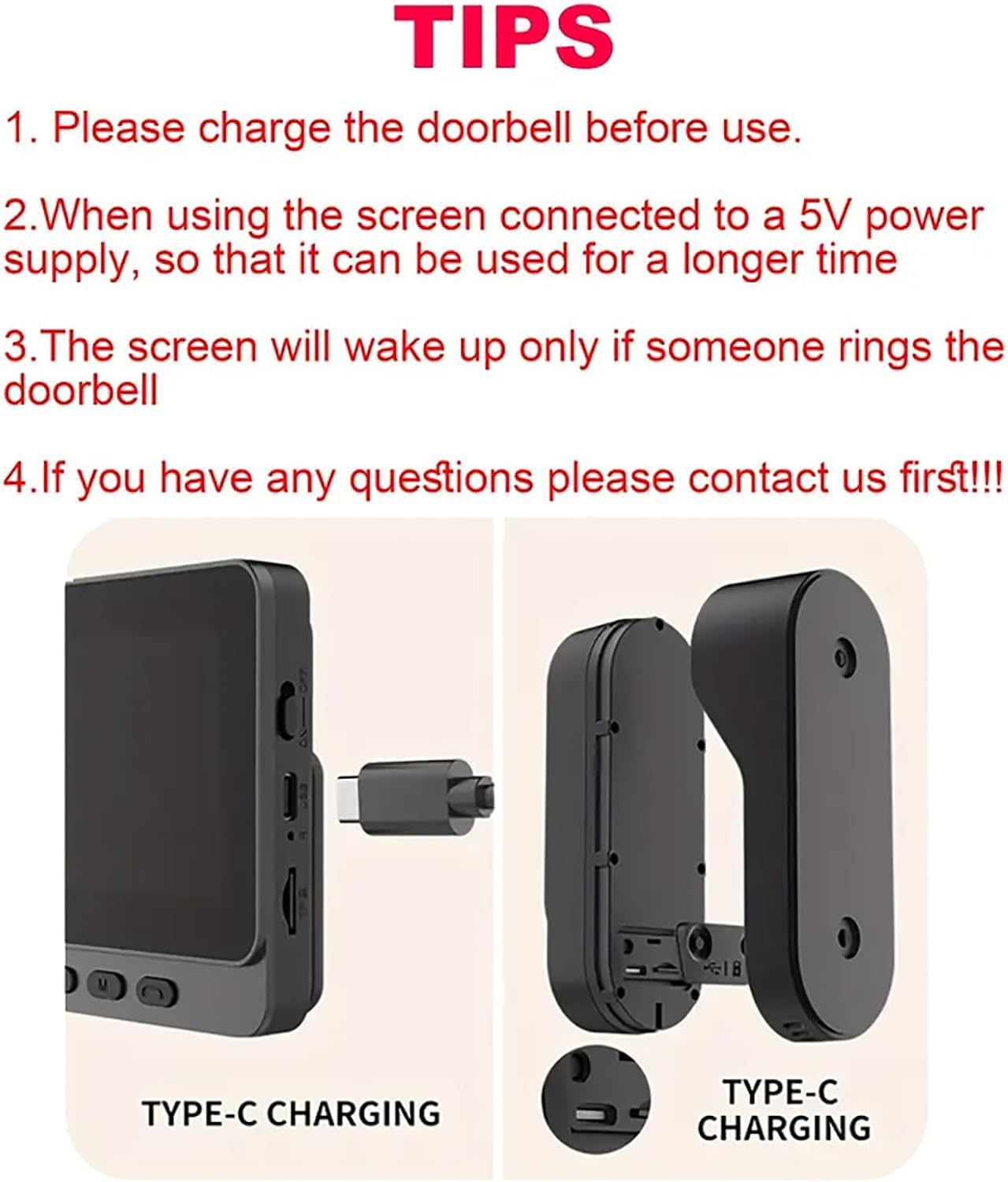 Citofono senza fili esterno Impermeabile IP67, Citofono con Telecamera 1080P e 170° Grandangolo, Video Citofono con Schermo IPS 4,3'' Nessun WiFi o APP Visione Notturna
