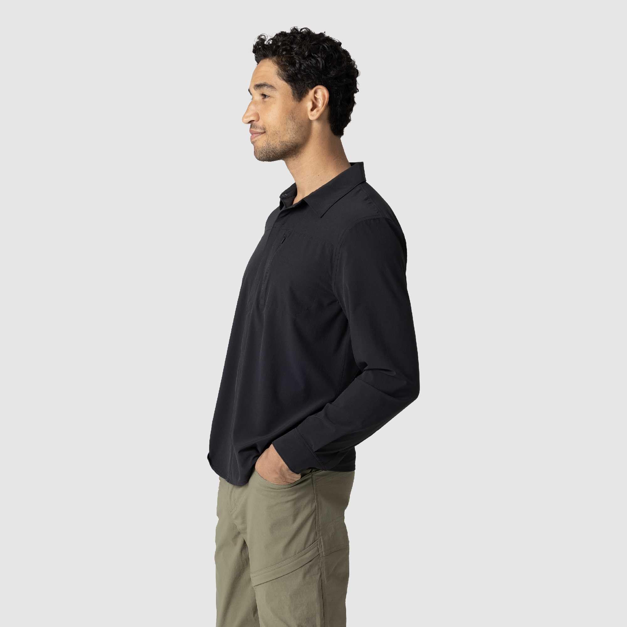 Outdoor Research Astroman - Camisa de sol de manga larga para hombre, ligera, UPF 30+, cierre de presión, transpirable y elástico