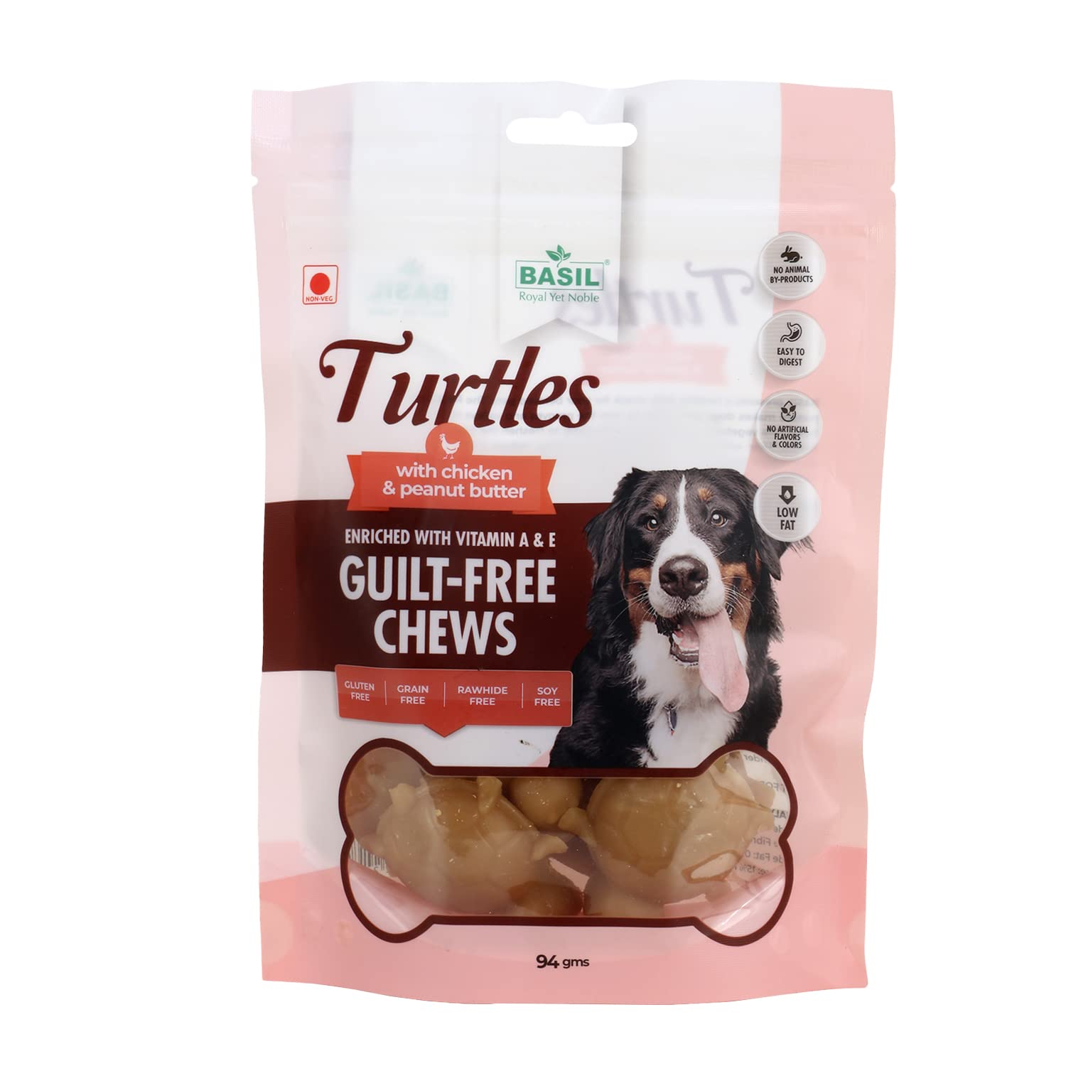 Basil Gluten Free Treats & Chews (Guilt-Free) Turtle with Peanut Butter, Layered with Chicken for Dogs, Puppies, Diet Treats for Pets - Pack of 2 (B09SZ1YJ9C) Amazon Price History, Amazon Price Tracker