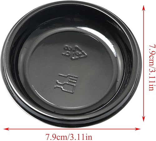 Miniatura 6 de PZRT - 30 platos de salsa desechables de plástico redondo negro, platos de sopa para condimentos, suministros para restaurantes para el hogar,