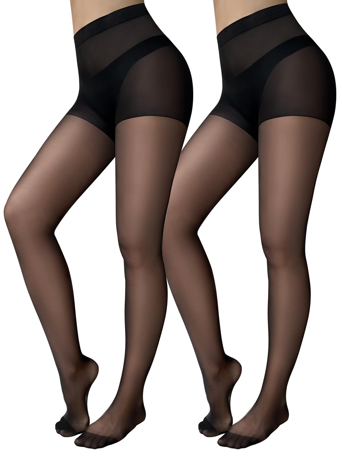 Jamieya 2 Pairs Black Sheer Tights for Women, 20D Pantyhose Stockings Global Recycled Standard Global Recycled Standard Global Recycled Standard
