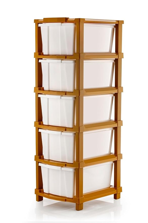 Plastic Drawer Organizer Self Standard Rectangular Multi Purpose Modular Drawer System Large Chest of Drawer Organizer for Home Office,Product Dimension When assembeled (5 Layer)