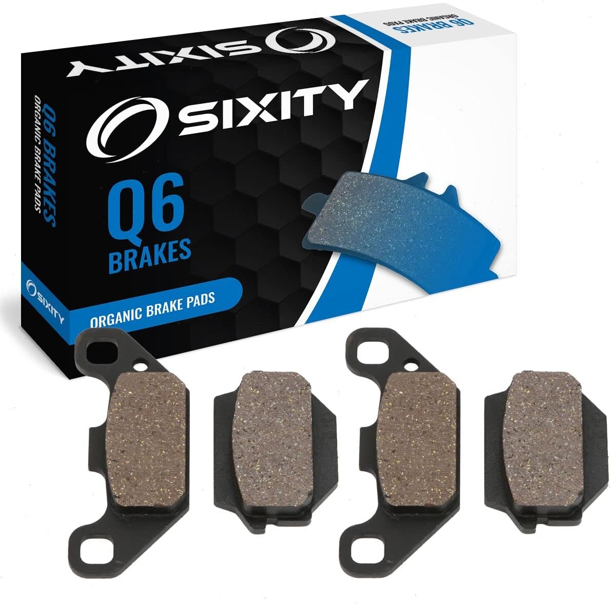 Sixity Q6 Front Organic Brake Pads compatible with Suzuki LT250R QuadRacer 1985-1986 Complete Set