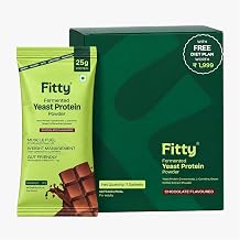 Fitty Fermented Yeast Protein Powder | 25g Protein with L-Carnitine, Prebiotics & Probiotics | Gut Health, Metabolism & Fullness Support | Chocolate Flavour | 7 Sachets x 37g