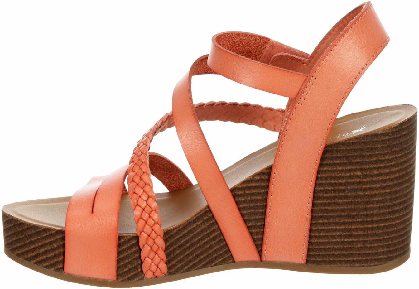XAPPEAL Maggy - Women's Strappy Leather Open Toe Summer Wedge Sandals Coral, Size 9.5 Medium Width - Image 5