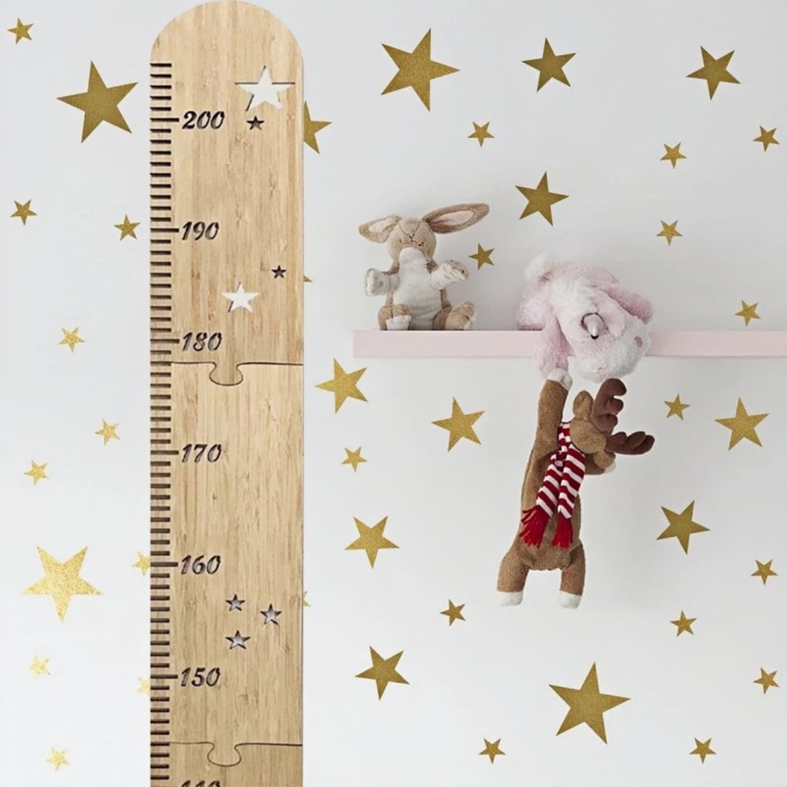 Toise pour enfants en bois - Toise en bois pour chambre de bébé - Tableau des tailles et hauteur pour mur - Décoration murale et chambre - Décoration murale à suspendre - Pliable