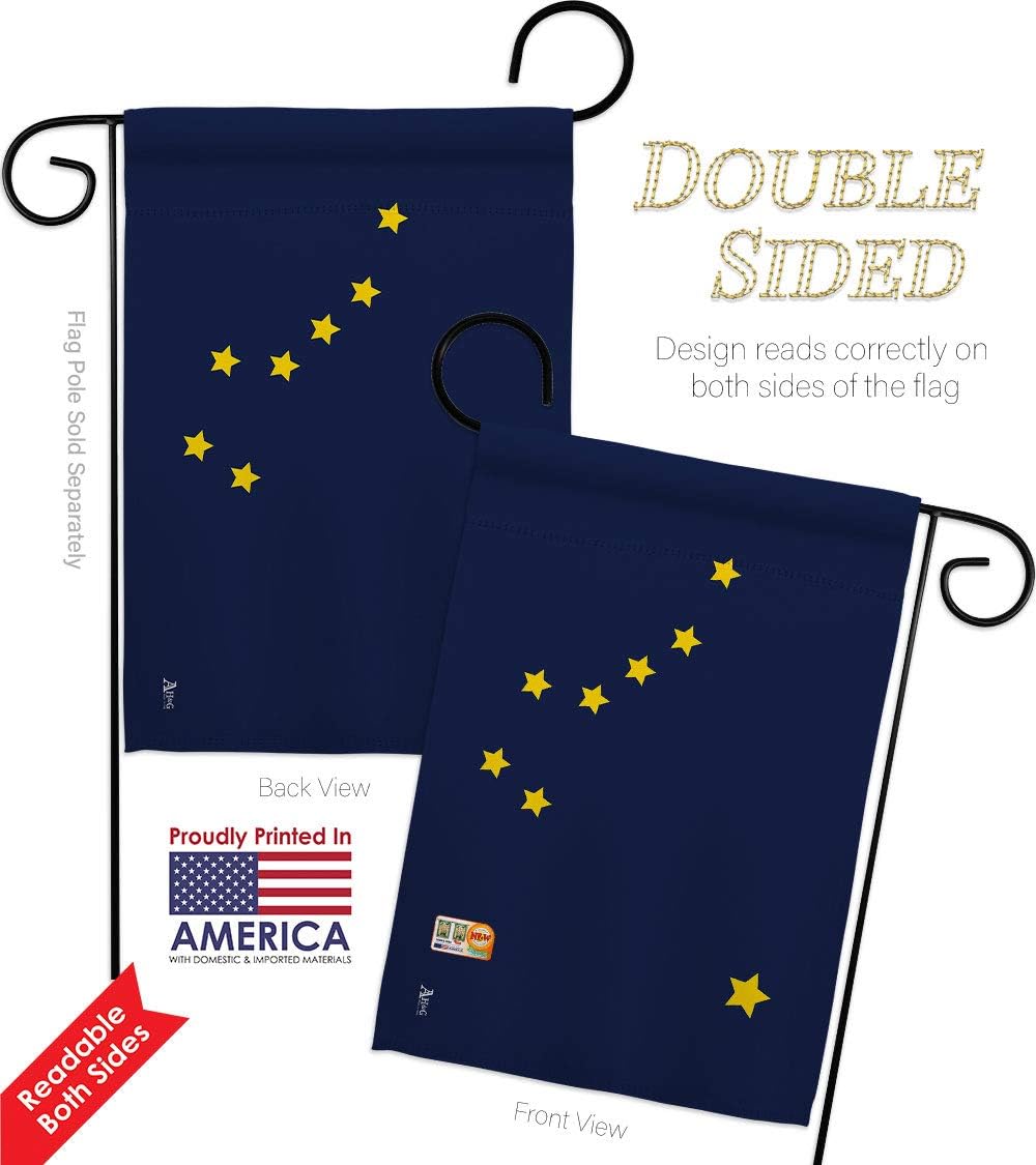 Alaska Garden Flag Set Wall Holder Americana States USA American Territories Republic Country Particular Area Small Decorative Gift Yard House Banner Double-Sided Made In 13 X 18.5