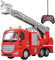 Caminhão de Bombeiro com Controle Remoto Vermelho, Luzes e Sons, Colecionável, Alimentado por Pilhas – Ideal para Crianças a partir de 3 Anos