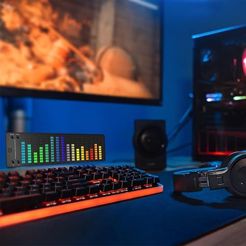 Miniatura 3 de Power Acoustik Analizador de espectro  Pantalla de espectro de ritmo de voz musical, barra de luz RGB colorida con 176 luces LED, en el panel de