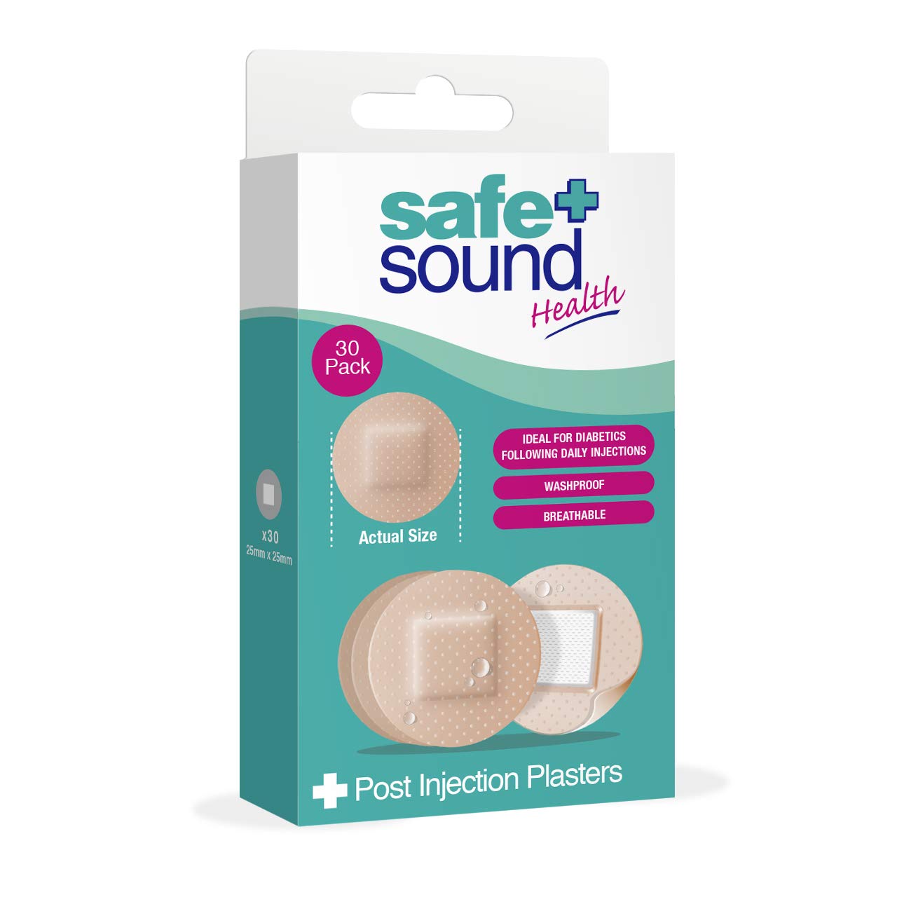 Safe and Sound One Size Sterile Washproof Spot Plasters, Pack of 30